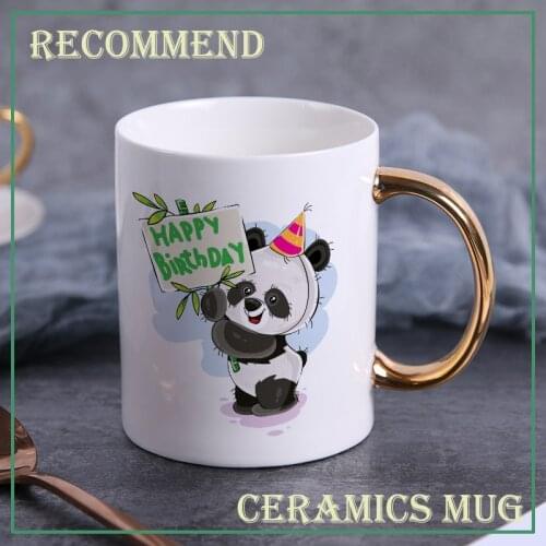 Happy birthday Panda ceramic coffee mug,teacup Office Coffee mugs Milk Cup Ceramic Cup Drinkware gift 400ml KTDW-025