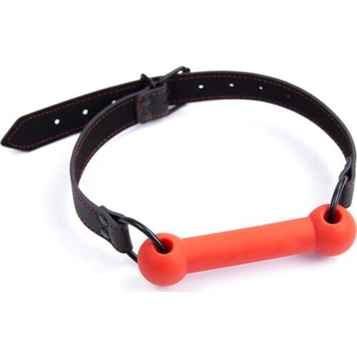 Sex Bondage Erotic PU Leather Open Mouth Gag Silicone Bite Gag Dog Bone Ball Fetish bdsm Restraints Sex Toys for Couples