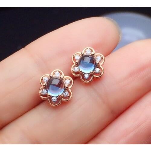 VVS Grade Cabochon Topaz Stud Earrings 5mm VVS Grade Natural Topaz Silver Earrings 925 Silver Topaz Jewelry