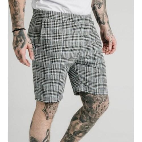 New Style Summer Men Fashion leisure tartan stripe design straight elastic Shorts Hip Hop fitness bodybuilding man Casual pants