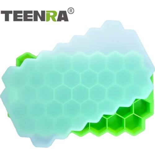 TEENRA 37 Grids Silicone Honeycomb Ice Cube Trays Square Tray DIY Silicone Ice Molds Kitchen Bar Accessories Household Tools