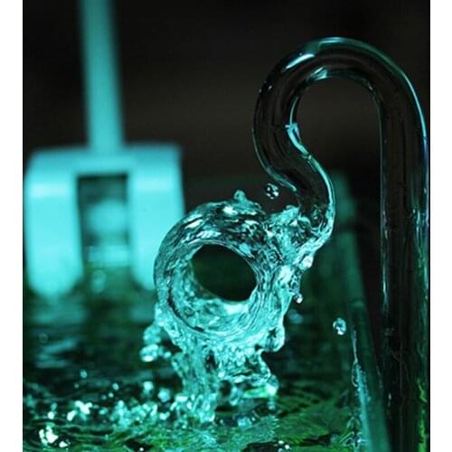 Glass Lily Pipe Inflow and Spin Outflow for Aquarium Transparent Curved Line Can Install on Tank No Suction Cups Needed