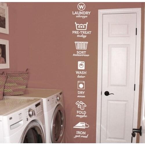 Vinyl The rules of laundry Sticker for laundry tag stickers pattern Decals Wash Dry Fold Iron Laundry Room Wall Decal HY827
