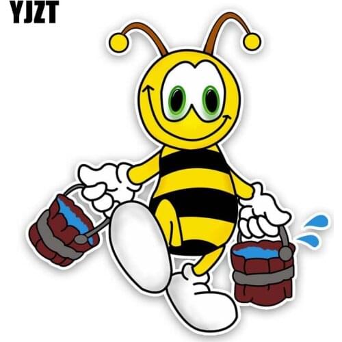 YJZT 14.6CM*15.5CM The Bees Carry Two Barrels Of Water Originality Decal PVC Car Sticker 12-300726