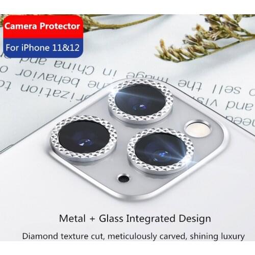 Luxury Metal + Glass Integration Camera Protector For iPhone 12 Mini 11 Pro Max Rear Lens Cover Case Protective Film Ring Bumper