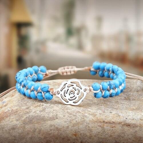 Black Line Blue Beads Bracelet Tiger Head Tree Life OM Pendant Women Braided Bracelets&Bangles Gift Friend Yoga Fashion Jewelry