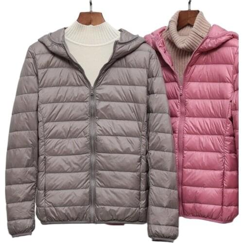 Spring Autumn Women Ultralight Thin Down Jacket White Duck Down Hooded Jackets Warm Winter Coat Parka Female Portable Outwear