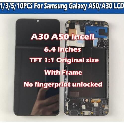 6.4 Inches TFT Incell For Samsung Galaxy A30 A305 A50 A505 LCD Display Touch Screen Digitizer Assembly With Frame