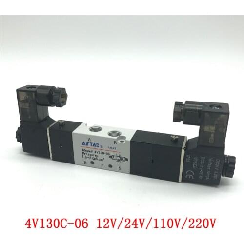 1pcs 4V130C-06 12V/24V/110V/220V 3 Position 5 Way Pneumatic Air Control Solenoid Valve