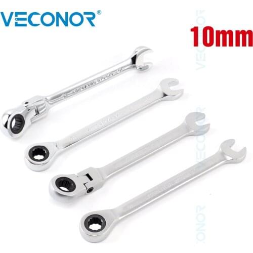 10mm Ratchet Key Wrench 72T Ratcheting Head Mirror/Dull Polished Single Wrench Tool Open-end Combination Spanner for Repairing