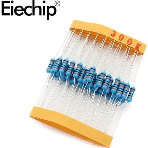100pcs/lot 0.5W 1 ohm 1% Metal film resistor 1/2W resistance 300K Electronic resistors