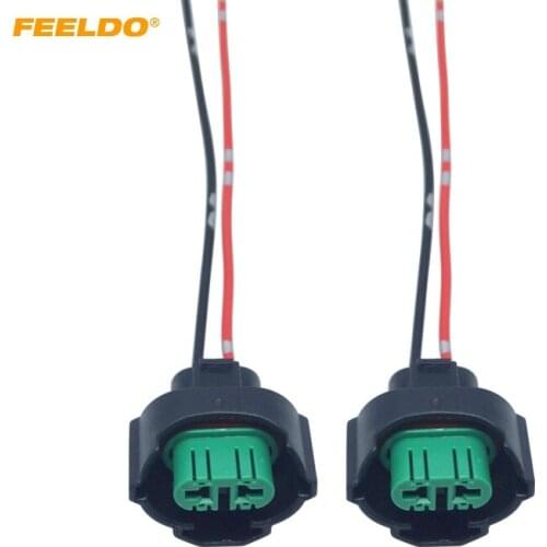 FEELDO 2PC Car H8/H11 Headlight Lamp Holder Socket LED HID Halogen Light Connector Wiring Harness Plug Adapter #HQ5962