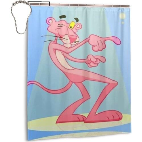 2021 Cute Pink Panther Shower Curtains Waterproof Polyester Nordic Home Decoration Bath Room Bathroom Decor