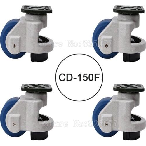 4PCS CD-150F Load Bearing 1500kg/pcs Level Adjustment MC Nylon Wheel and Aluminum Pad Leveling Caster Industrial Casters JF1556