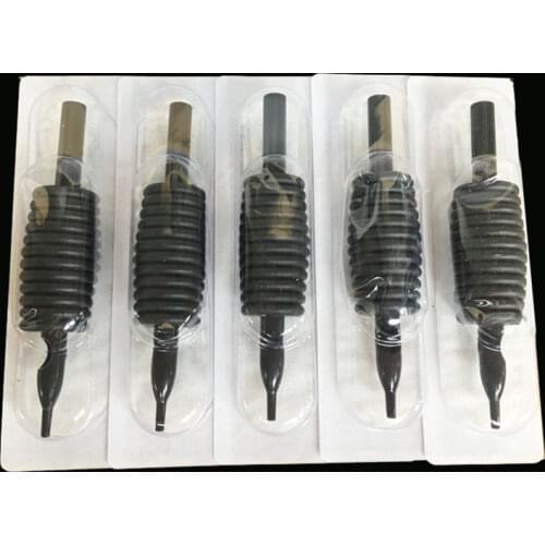 5pcs 25mm Disposable Tattoo Gips Silicone Black Grip Tube Combo Rt FT Round Needle Tips Body Sterilized for Tattoo Machine Tool