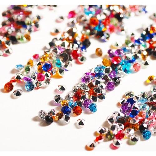 Nails Accessories 1.5MM Colourful Micro Zircon Sharp Bottom Resin Shining Rhinestone 3D Nail Art Crystal Decor Design 1000Pcs
