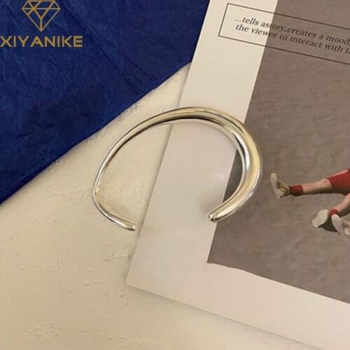 XIYANIKE 925 Sterling Silver 2021 S Shape Curved Surface Bracelet Femme Simplicity French Style Design Light Luxurious Jewelry