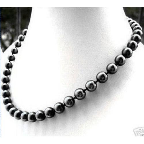 Fast Real 10mm Black South Sea Shell Pearl Necklace 17" AA NEW