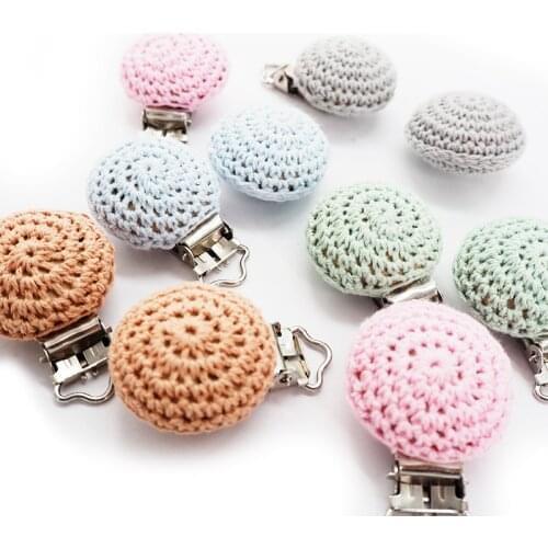 Chenkai 5PCS Baby Crochet Pacifier Metal Wooden Dummy Clips Teether Food Grade For DIY Baby Chewing Jewelry Chain Accessories