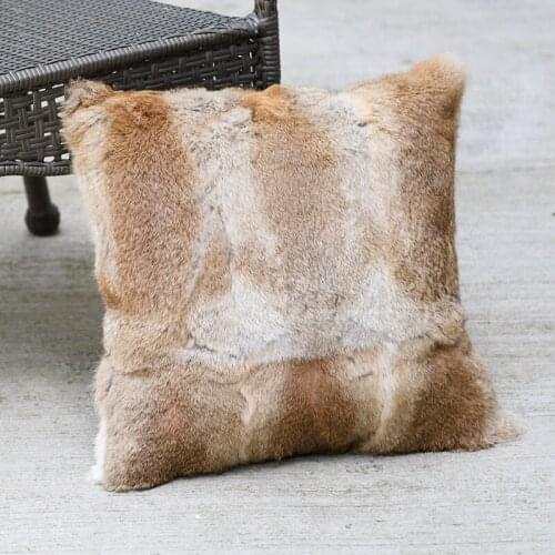 CX-D-05B3 Hotel Home Hand Made Genuine Rabbit Fur Black Chair Pillow Cover Sofa Cushion