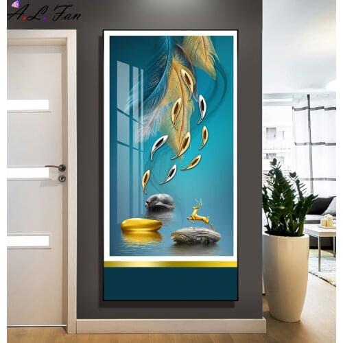 Nine fishes decorative painting living room simple modern vertical mural light luxury simple nordic porch corridor decorative