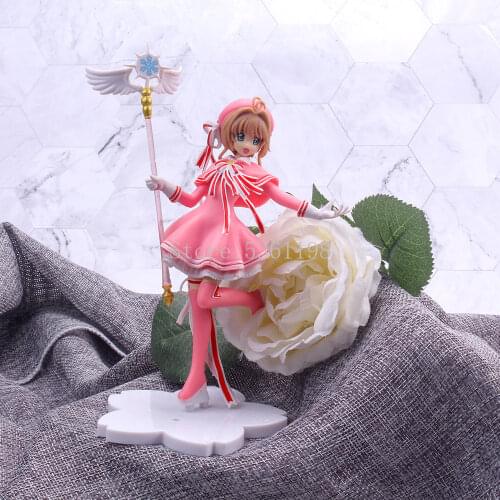 Card Captor Anime Figure Kinomoto Sakura Lovely Pink Magic Wand Girls Sakura PVC Action Figure Toys Collection Model Doll Gift
