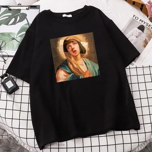 Quentin Tarantino Hip Hop T Shirt Movie Pulp Fiction Virgin Mary T Shirt Men Women Shirt Black Green Streetwear Brand Top Tee