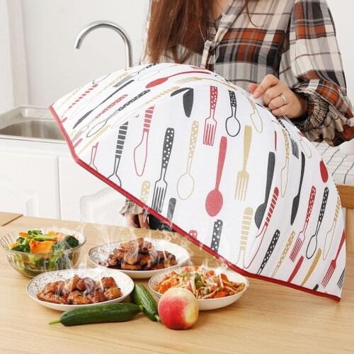 Insulation Dish Cover Kitchen Tool Meal Cover Foldable Dust-Proof Insulation Household Aluminum Foil Dining Table Cover