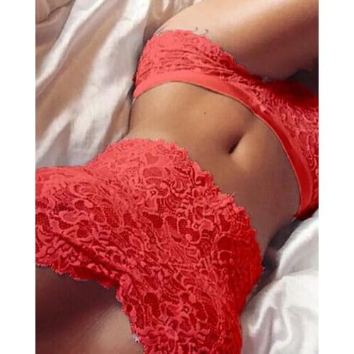 2021 Summer Fashion Home Suit Underwear Sexy Off Shoulder Wrapped Chest Lace Pajamas Woman Set Lingerie Set Female Set 2PCS
