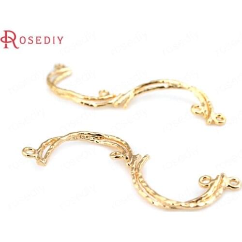 C453)6 pieces 40*13mm 24K Gold Color Brass S Shape Connect Charms High Quality Diy Jewelry Findings Accessories wholesale