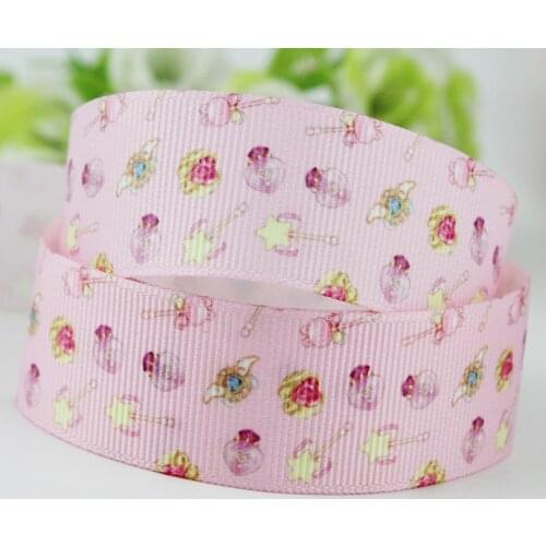 20 yards lovely pink magic wand pattern polyester printed webbing printing grosgrain ribbon garment for decoration