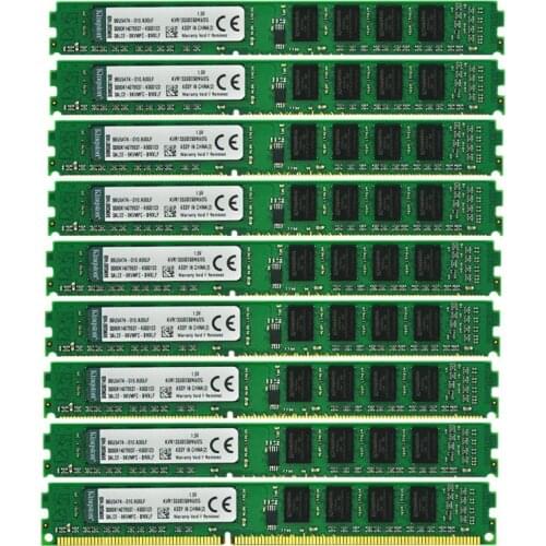 Kingston 20GB ( 2GB X 10 ) DDR3 RAM 1333Mhz 1600Mhz PC3-10600 DIMM Desktop 240 Pins 1.5V NON ECC Compatible With Intel And AMD