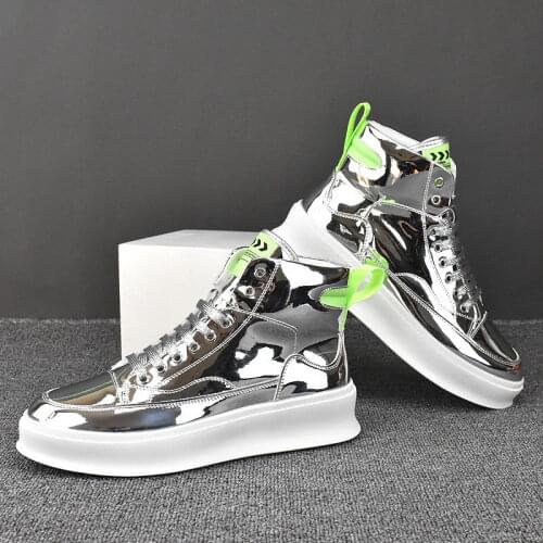 New Arrival British Mens Silver Casual Comfort Shoes High Top Fashion Forward Platform Trending Leisure Zapatos Size 38-43 ERRFC