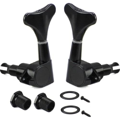 New 2pcs 1L1R Sealed Electric Bass Guitar Machine Heads Tuners Tuning Pegs Keys Black