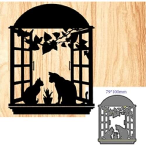 Window cat Metal Steel Cutting Die Stencil For DIY Scrapbooking Paper/photo Cards Embossing Dies
