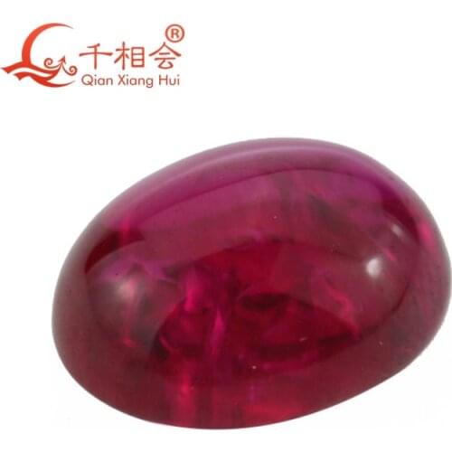 Oval shape flat back cabochon Artificial ruby 5# including minor cracks and inclusions corundum loose gem stone