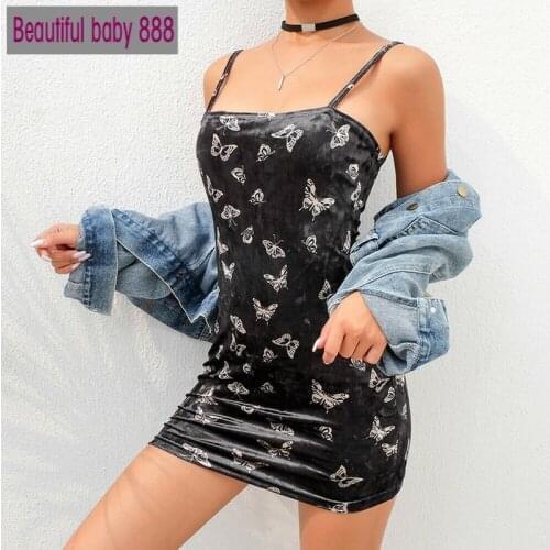 Meqeiss 2020New Women Sexy Black Velvet Feel Sleeveless Dress Gossip Animals Printed Sling Sundress Bodycon Mini Pencil Vestidos
