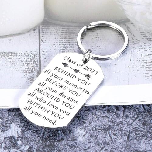 Graduation Gifts Keychain for Class 2021 Seniors Inspirational Gift Students High School College Grads Souvenir from Dad Mom