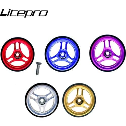 For Brompton Bike Easywheel Hollow Bearing Easywheel 6MM Aluminum Alloy Push Wheel For 3Sixty Foling Bicycle