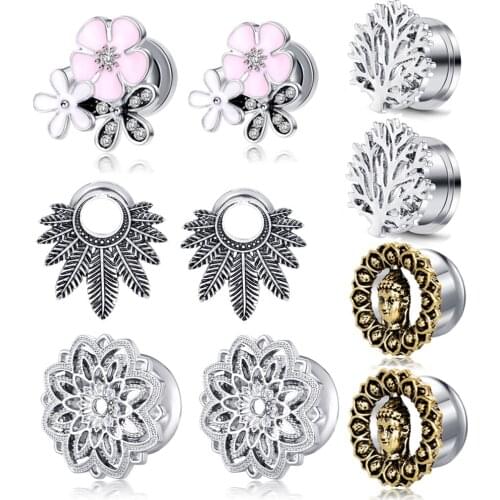 JUNLOWPY Surgical Steel Ear Gauge Plug Expander Piercing Cartilage Earring Lobe Stretcher Body Jewelry Flesh Tunnels 6-18mm 2pcs
