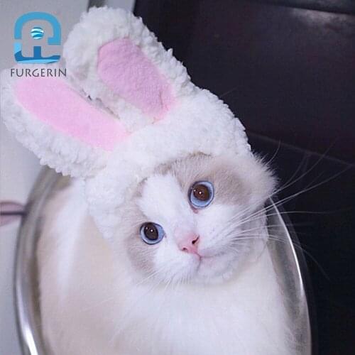 FURGERIN Cat Hat Cute Rabbit Winter Cap Pet Costume cat cosplay Dog Hats dog accessories for small dogs New Year Party