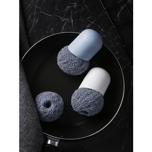 Nano Fiber Cleaning Ball With Handle Detachable Nano Pot Washing Brush Nylon Wire Nano Pot Washing Brush Kitchen Accessories