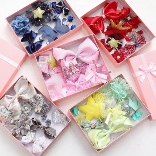 Newborn Baby Girls Hairpin Fashion Hair Accessories Set Crown Bow Knot Toddler Infant Hair Clip Baby Kids Hairwear Gift Headband