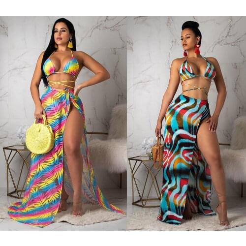 Y5097 European and American womens summer sexy bikini swimsuit chiffon jacket cloak fashion three-piece suit