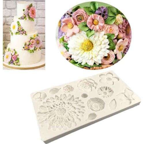 1 piece Flower Silicone mold fondant mold cake decorating tools chocolate gumpaste mold