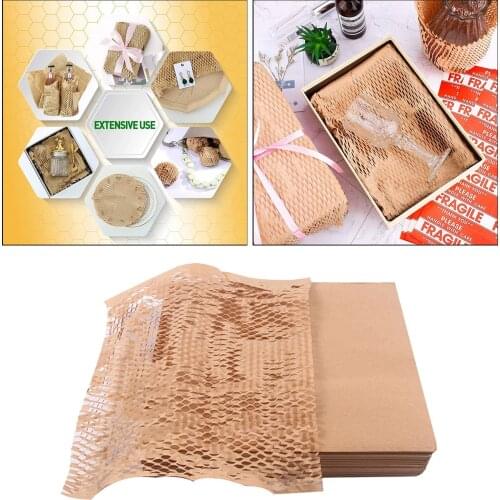 100 Sheets Honeycomb Cushioning Paper Roll Eco-friendly Bubble Kraft Paper Wrap for Gift Packing and Moving