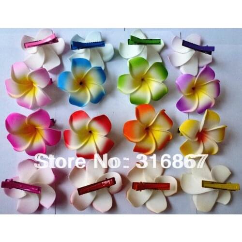 100 New fashion mixed color Fabulous Plumeria flowers Foam Frangipani Flower hair clip bridal hair clip 6CM