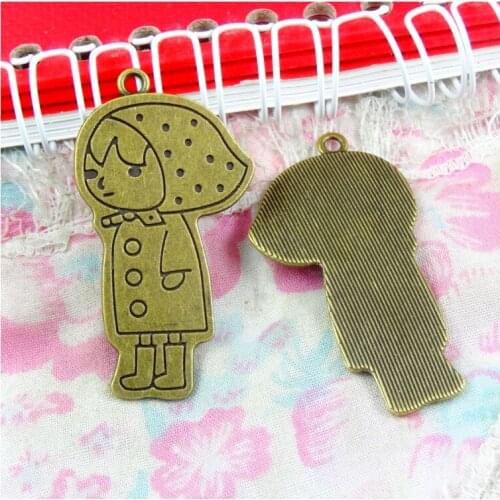 16pcs 45.5*24.8MM Antique Bronze Plated Charms Girl Pendant DIY Vintage Handmade Jewelry Accessories