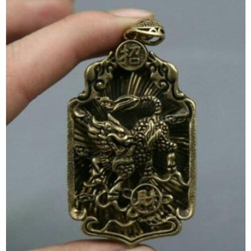 2.5" Collection Chinese Bronze Animal Kylin Chi-lin Qilin Wealth Amulet Pendant