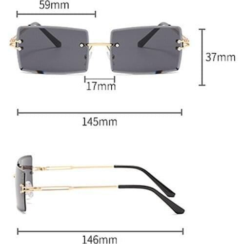 2@#UV400 Sunglasses Goggles Car Accessries Fashion Rimless Gradient Saun Glasses Shades Cutting Lens Ladies Frameless Eyeglasses